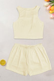 Plain Tank Top With Shorts 2pcs Set