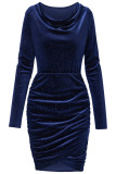 Long Sleeves Velvet Smocked Dress