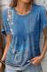Retro Floral Print Short Sleeves Top