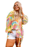 Yellow Plus Size Abstract Print Loose Tunic Shirt