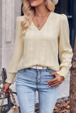 Plain Crochet Pattern V Neck Puff Blouse