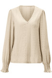 Plain Crochet Pattern V Neck Puff Blouse