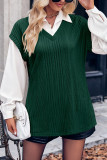 White Blouse With Knit Vest Fake Two Pieces Shirt