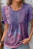 Retro Floral Print Short Sleeves Top