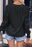 Plain Crochet Pattern V Neck Puff Blouse