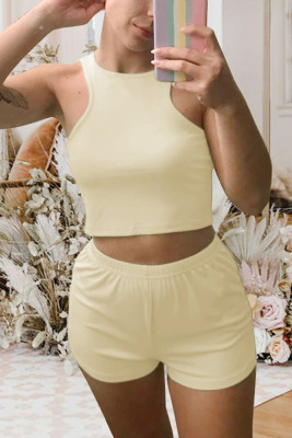 Plain Tank Top With Shorts 2pcs Set