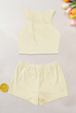Plain Tank Top With Shorts 2pcs Set