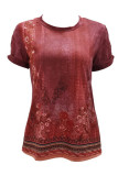 Retro Floral Print Short Sleeves Top