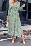 Cold Shoulder V Neck Flower Print Dress
