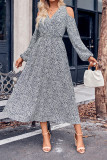Cold Shoulder V Neck Flower Print Dress