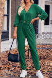 V Neck One Piece Jumpsuit with Belt