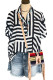 Colorblock Stripes Splicing Button Up Blouse