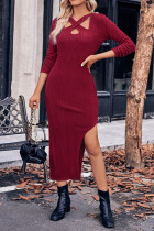 Crisscross Split Knitting Dress