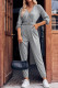 V Neck One Piece Jumpsuit with Belt