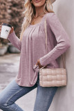Square Plain Smocked Ruffle Hem Top