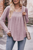 Square Plain Smocked Ruffle Hem Top