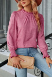 Plain Frill Collar Puff Long Sleeves Top
