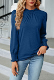 Plain Frill Collar Puff Long Sleeves Top