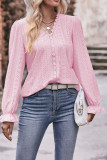 Eyelet Lace Crochet Puff Sleeves Top