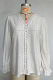 Eyelet Lace Crochet Puff Sleeves Top