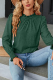 Plain Frill Collar Puff Long Sleeves Top