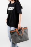 Letter Print Canvas Tote Bag