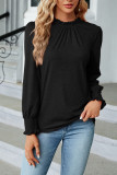 Plain Frill Collar Puff Long Sleeves Top