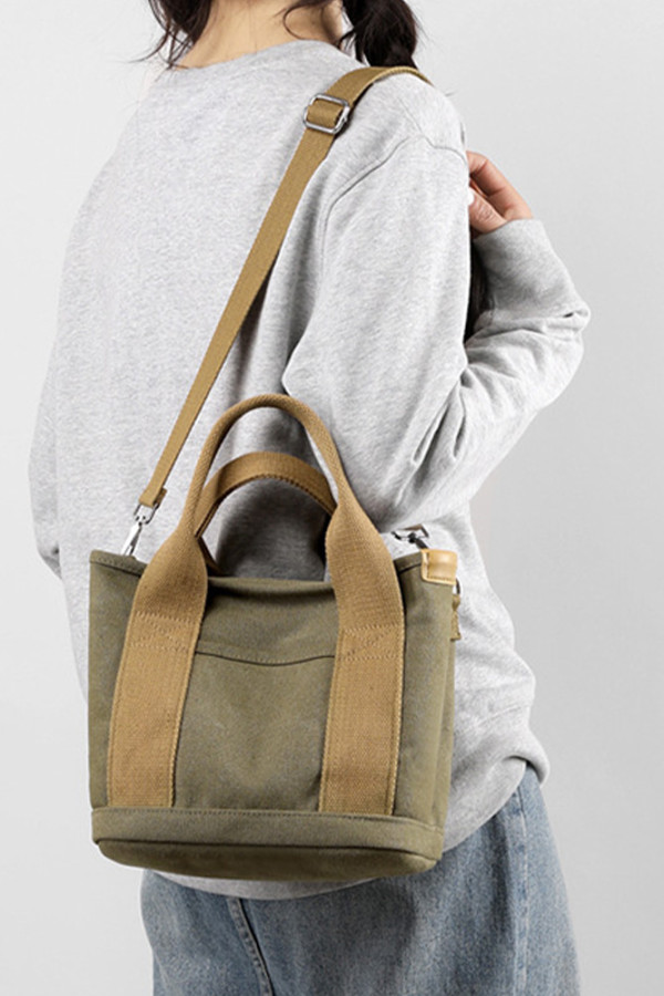 Zipper Canvas Crossbody Hand Bag