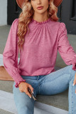 Plain Frill Collar Puff Long Sleeves Top