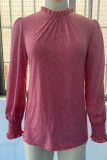Plain Frill Collar Puff Long Sleeves Top