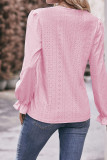 Eyelet Lace Crochet Puff Sleeves Top