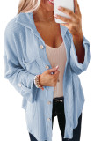 Sky Blue Roll Tab Sleeve Ribbed Cording Shacket