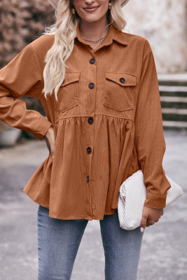 Plain Button Up Corduroy Shirt