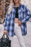 Plaid Open Button Pockets Blouse Shirt