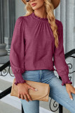 Plain Frill Collar Puff Long Sleeves Top