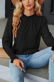 Plain Frill Collar Puff Long Sleeves Top