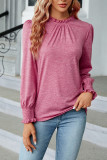 Plain Frill Collar Puff Long Sleeves Top