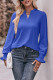 Plain Eyelet Pattern V Neck Puff Blouse
