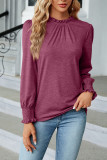 Plain Frill Collar Puff Long Sleeves Top