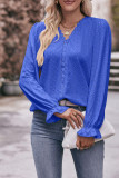 Eyelet Lace Crochet Puff Sleeves Top