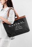 Letter Print Canvas Tote Bag