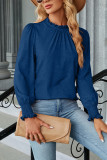 Plain Frill Collar Puff Long Sleeves Top