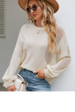 Plain Hollow Out Knit Pullover Sweaters