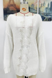 Plain Crochet Ripped Pullover Knit Sweater