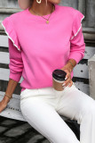 Plain Ruffles Sleeves Knit Sweater