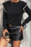 Plain Ruffles Sleeves Knit Sweater