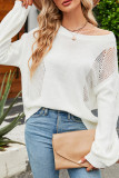 Plain Hollow Out Knit Pullover Sweaters
