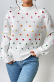 Colorful Pom Knit Puff Sweater