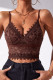 Plain Full Lace V Neck Bracelet Crop Top