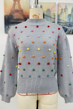 Colorful Pom Knit Puff Sweater